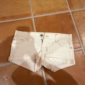 Abercrombie & Fitch White Distressed Denim Jean Shorts